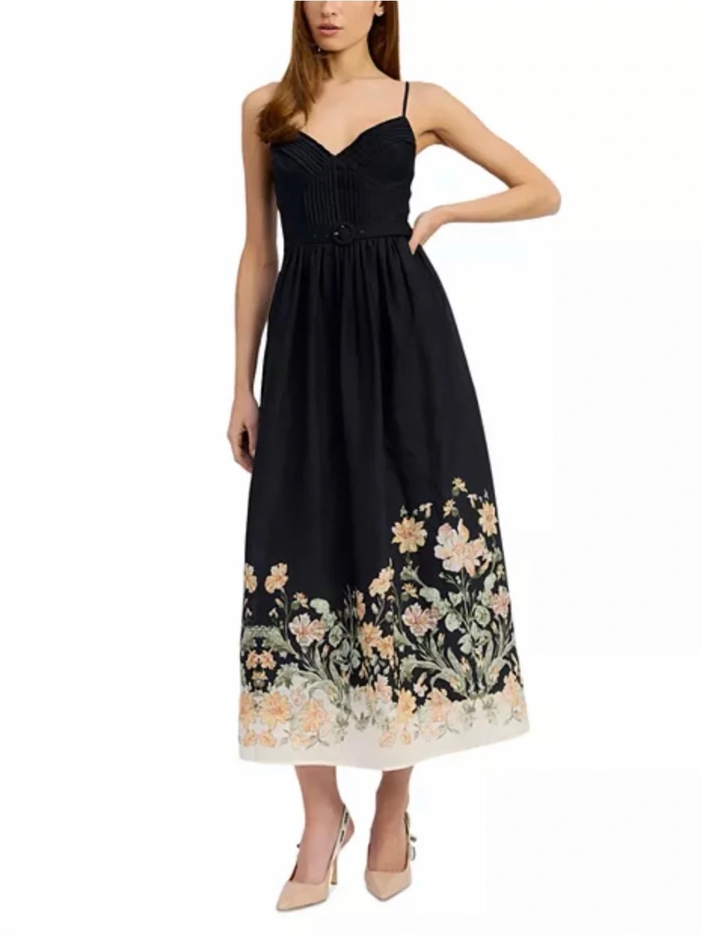 En Saison Iris Midi Dress – Black Floral – Size Medium – NWT
